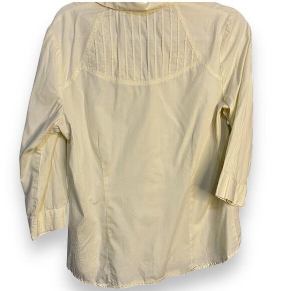 Kim Rogers 3/4 Sleeve Collared Button-Up Shirt Womens Medium Yellow Modest Top - Picture 3 of 8